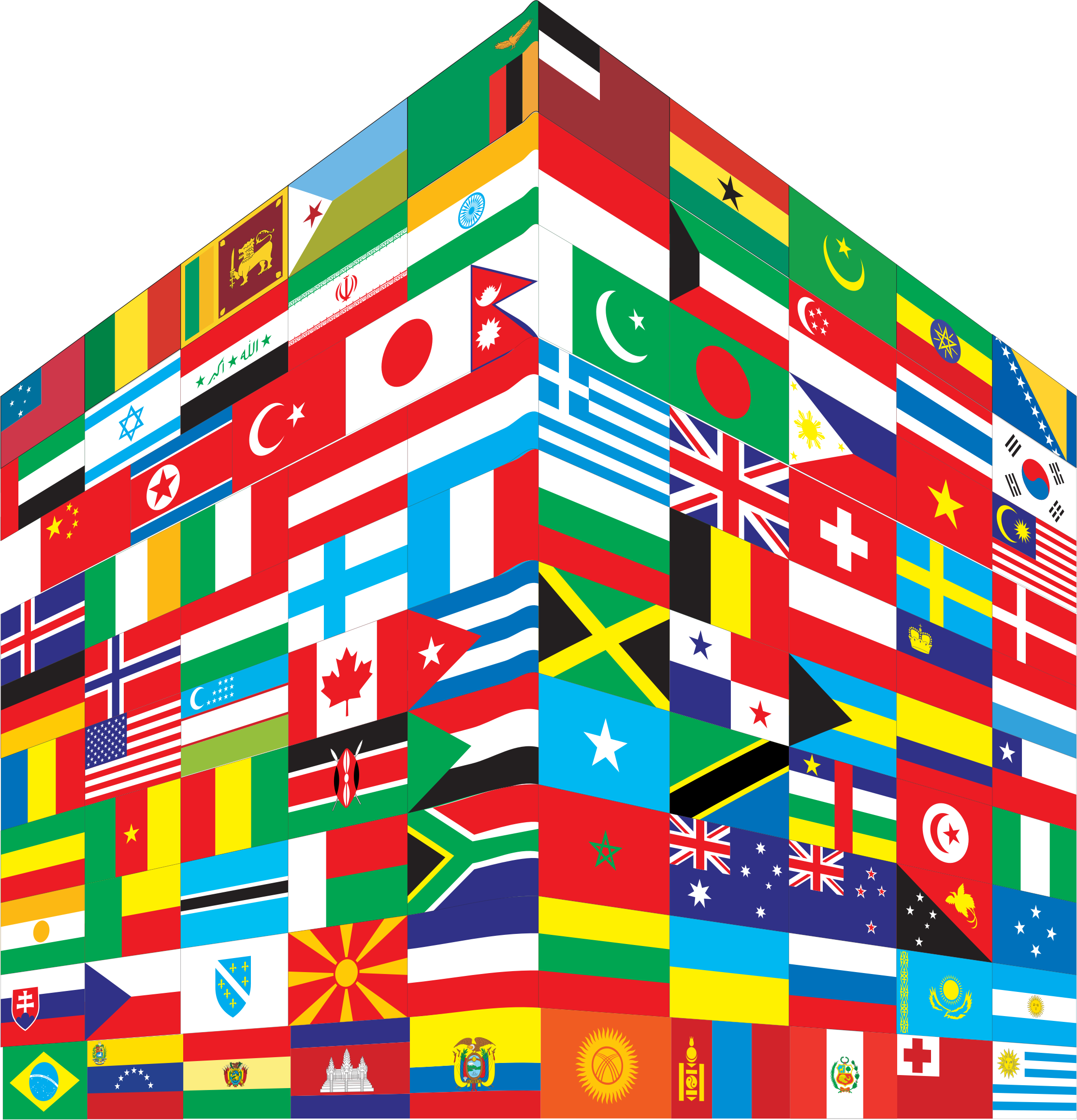 World Flags Cube 2 Clip Arts
